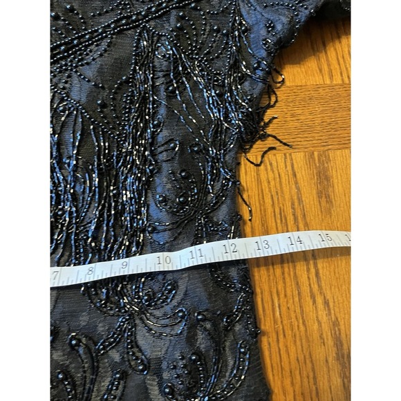 Vtg Black Beaded Cocktail Dress‎ Sz Small Silk Flapper Fairy Whimsigoth Prom - Picture 9 of 13